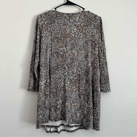 J.Jill Women’s Brown Micro Pattern Quarter Sleeve Faux Wrap Top Large - Picture 5 of 7